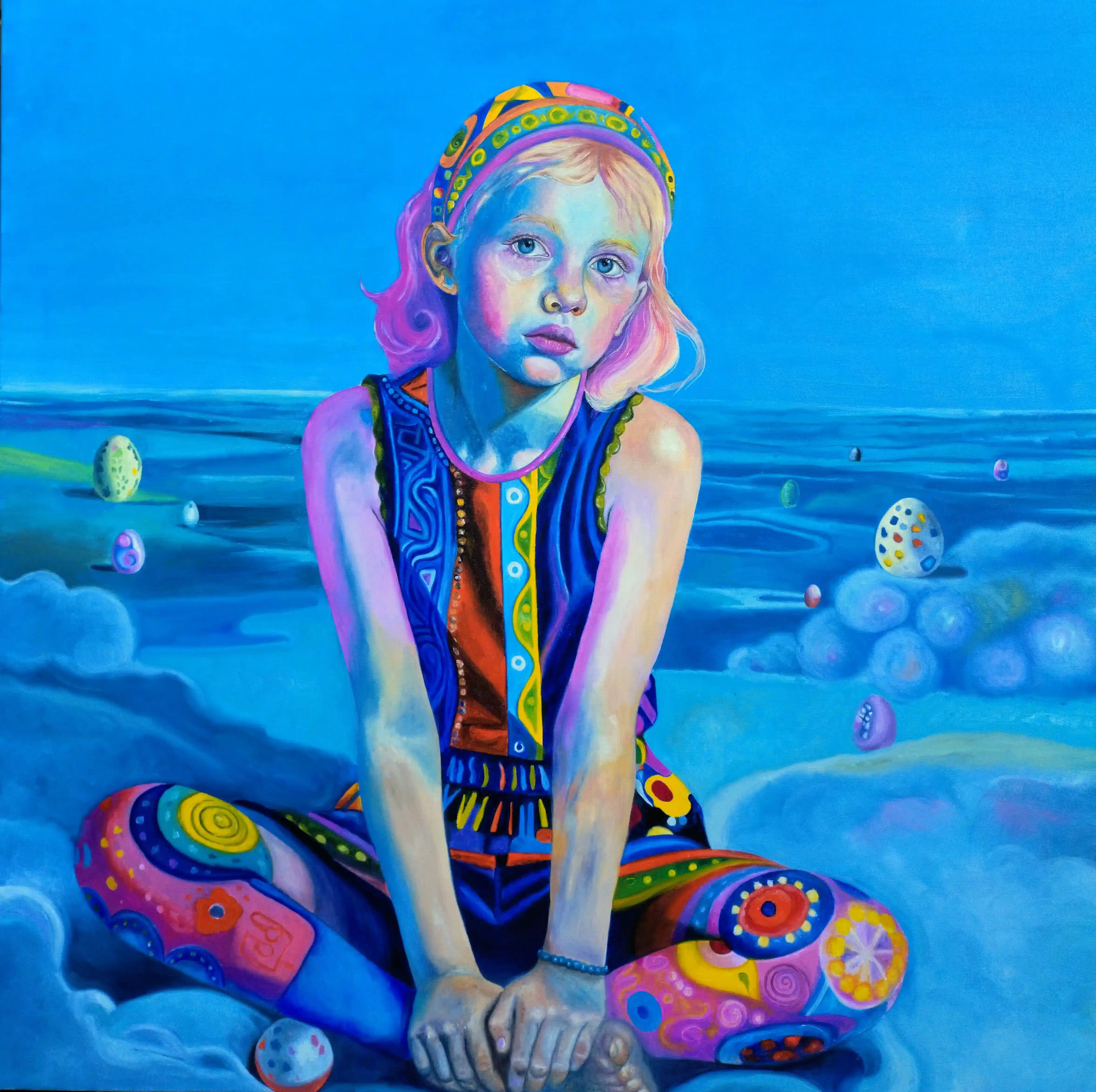 Juliette, peinture à l'huile 100 × 100 cm, Joëlle Vincent
