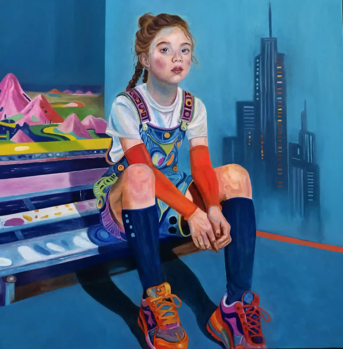Lou, peinture à l'huile 100 × 100 cm, Joëlle Vincent