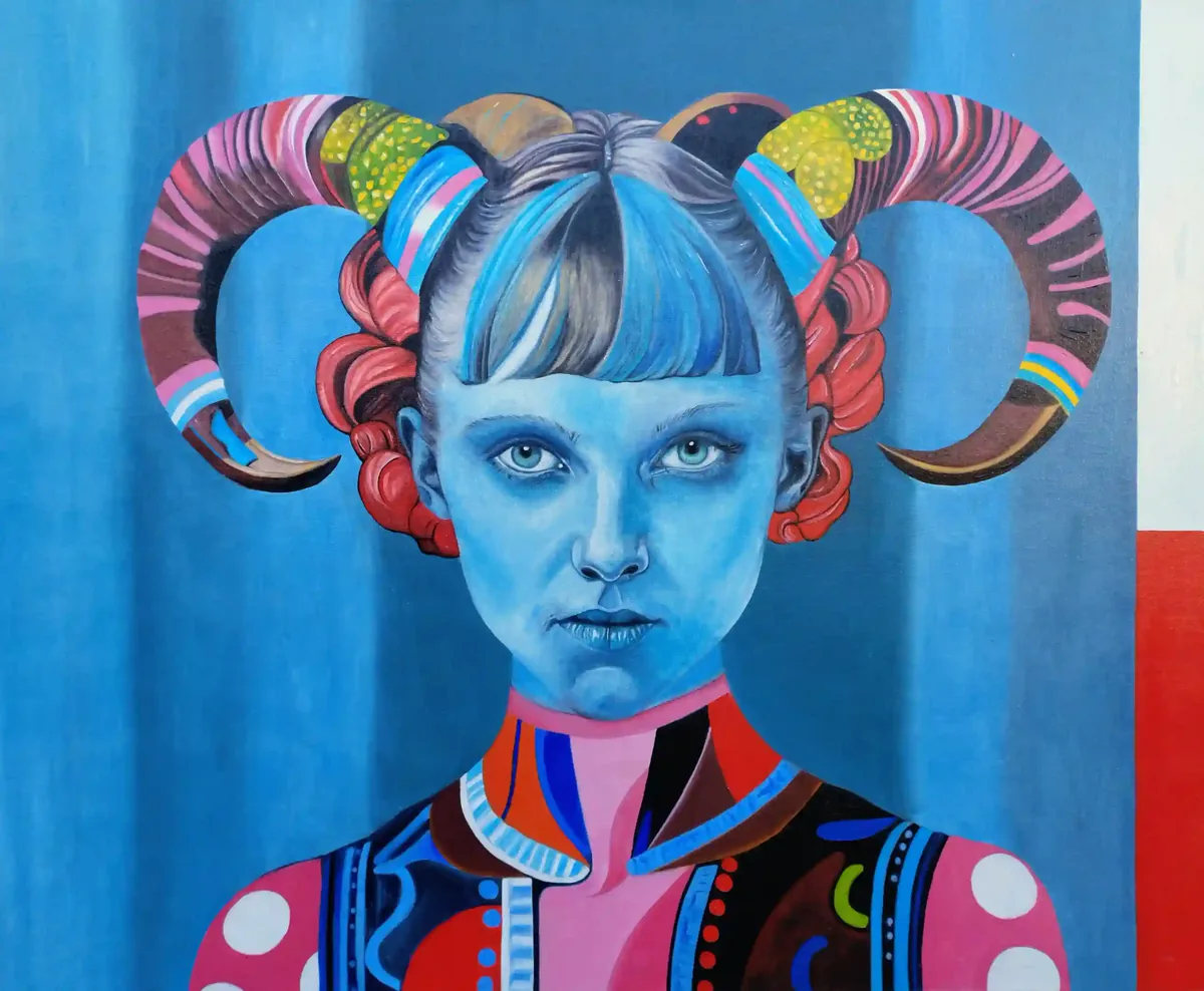 Valeria, peinture à l'huile 80 × 80 cm, Joëlle Vincent