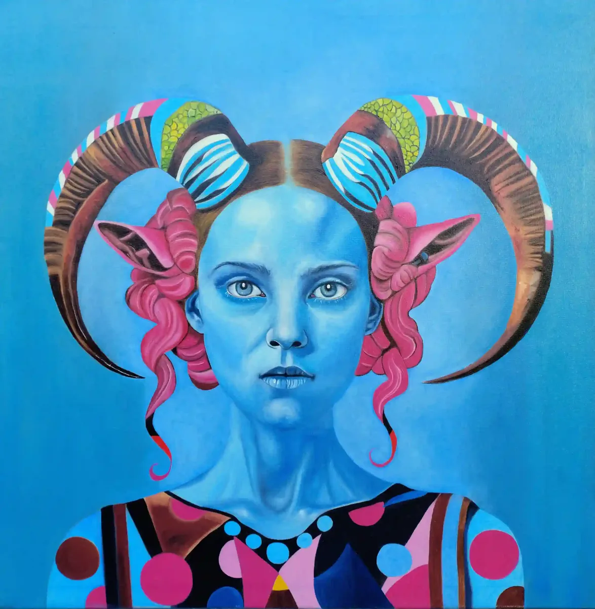 Victoria, peinture à l'huile 80 × 80 cm, Joëlle Vincent