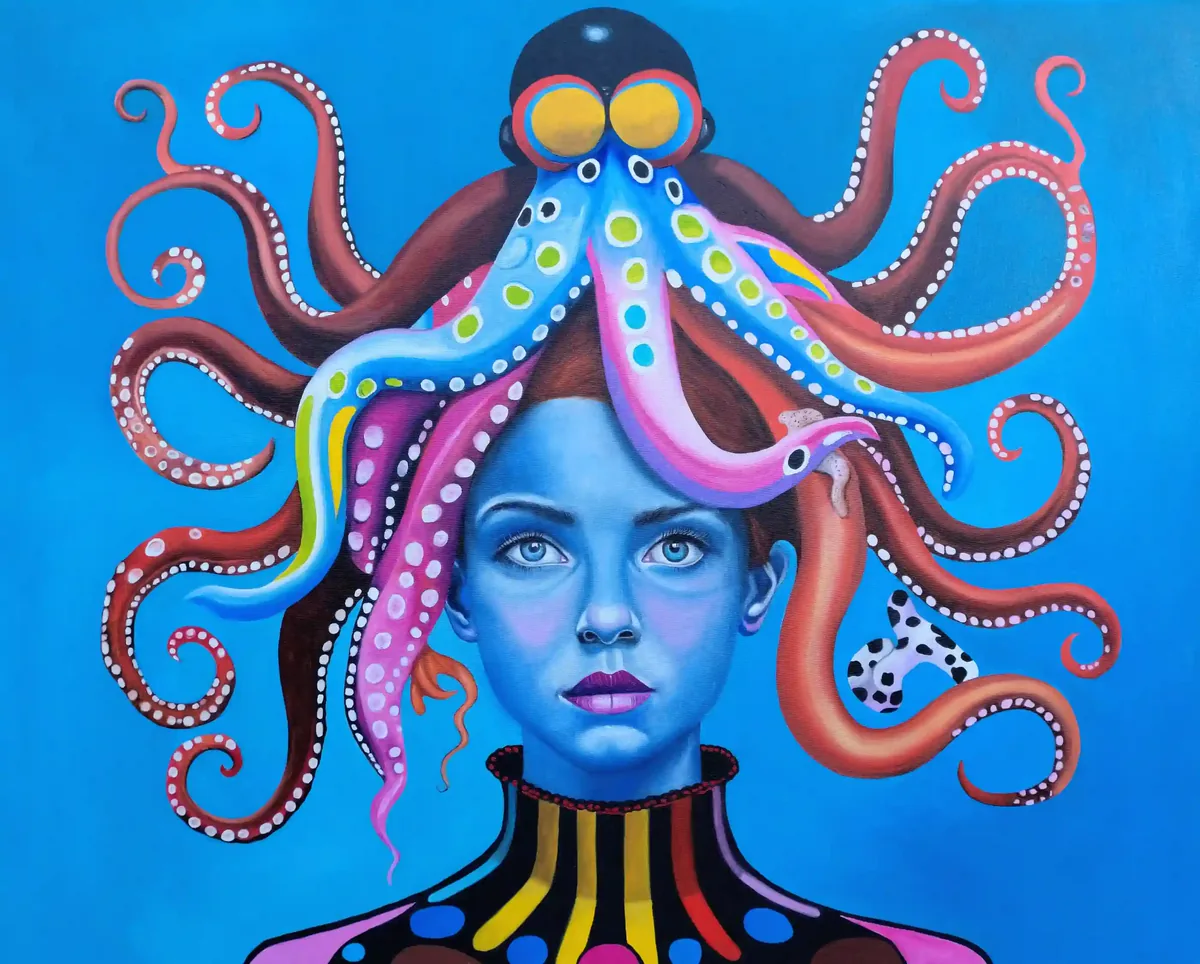 Médusa, peinture à l'huile 100 × 80 cm, Joëlle Vincent
