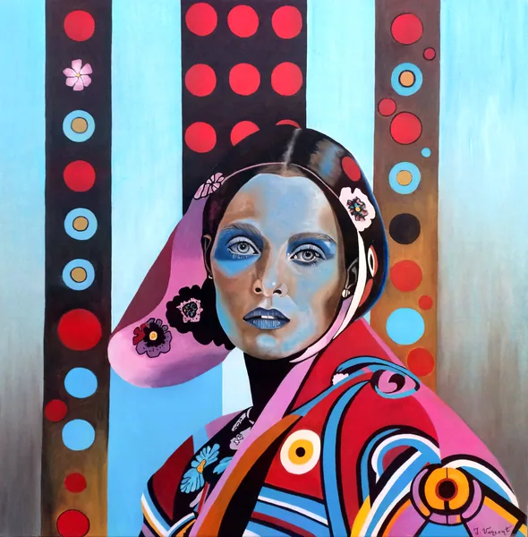 Anaee, peinture à l'huile 100 × 100 cm, Joëlle Vincent