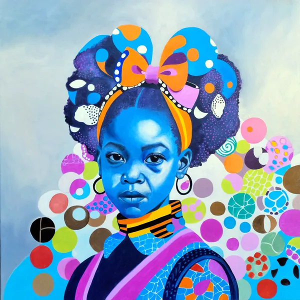 Demba, peinture à l'huile 80 × 80 cm, Joëlle Vincent