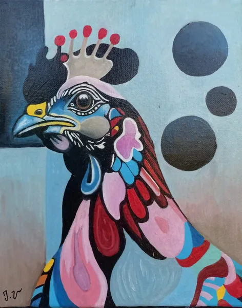 Kitten 3, peinture à l'huile 22 × 27 cm, Joëlle Vincent