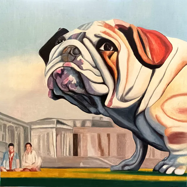 Dr Watson, peinture à l’huile 80 × 80 cm, Joëlle Vincent