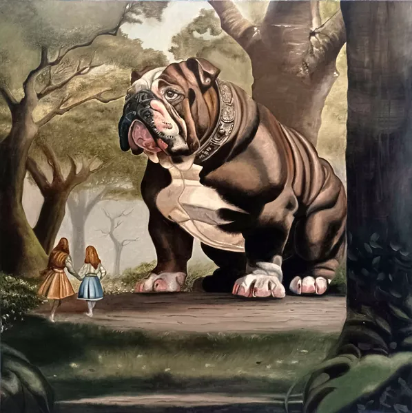 La Sœur d’Alice, peinture à l’huile 80 × 80 cm, Joëlle Vincent
