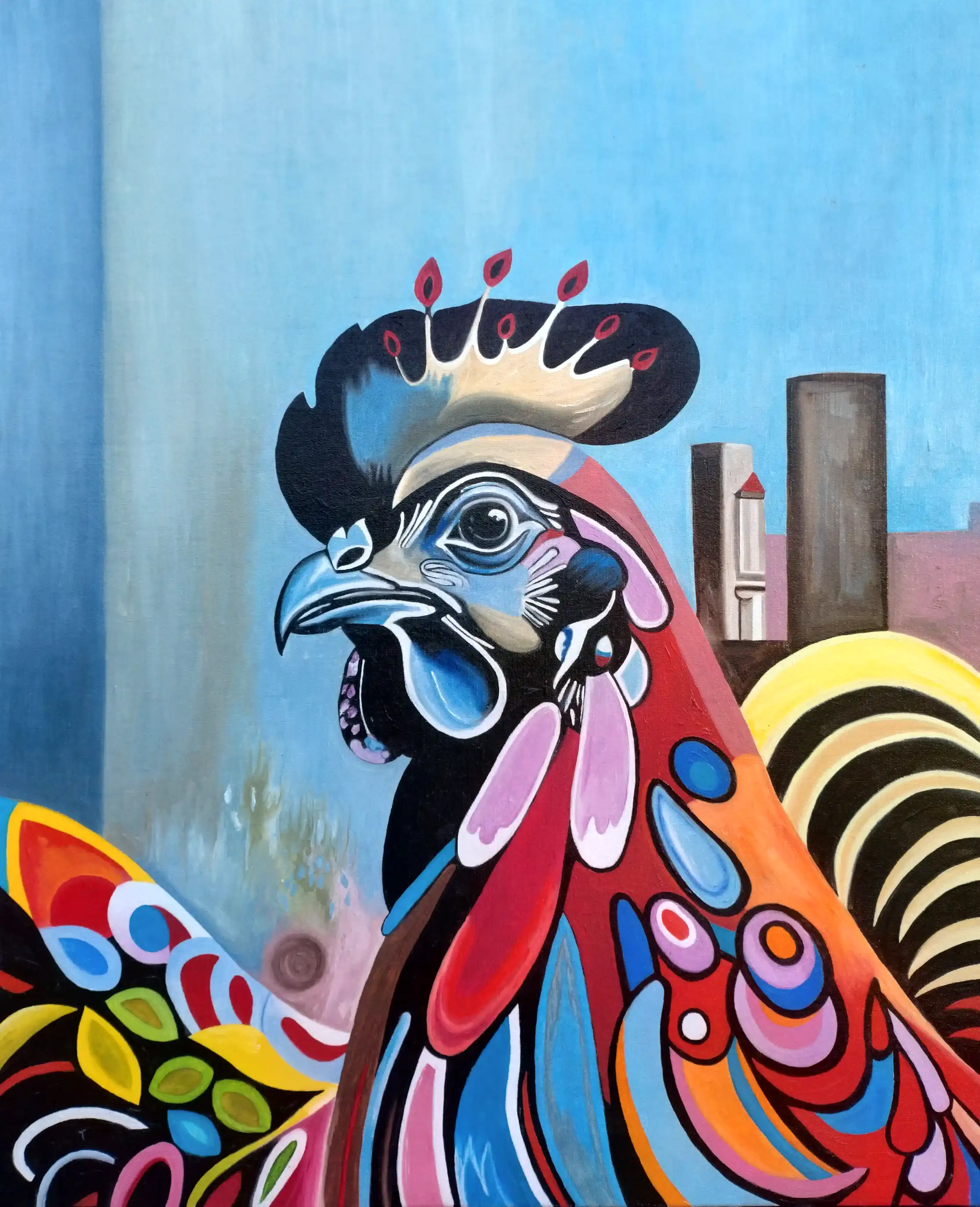 Kitten 6, peinture à l'huile 60 × 73 cm, Joëlle Vincent