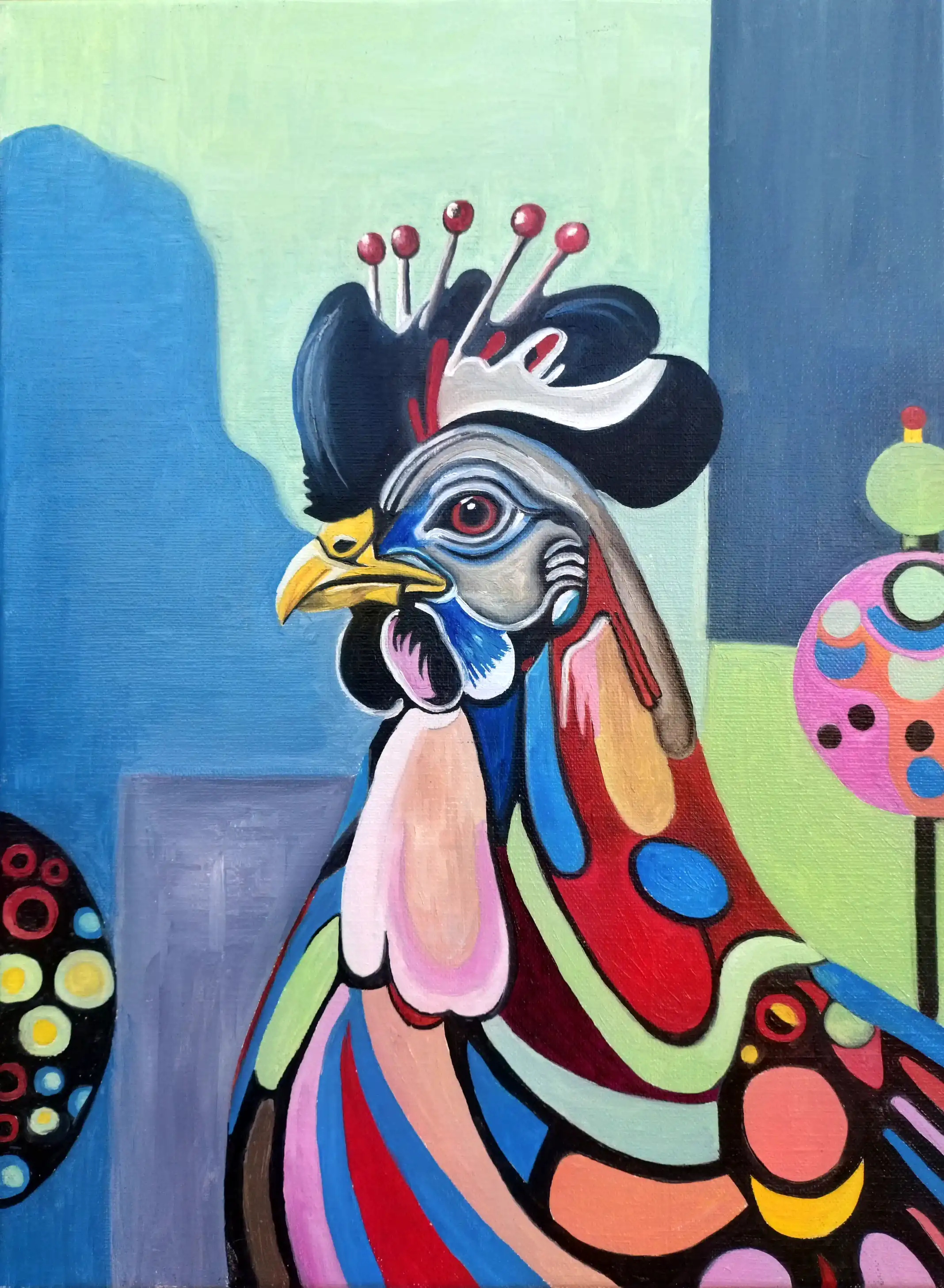 Kitten 9, peinture à l'huile 24 × 39 cm, Joëlle Vincent
