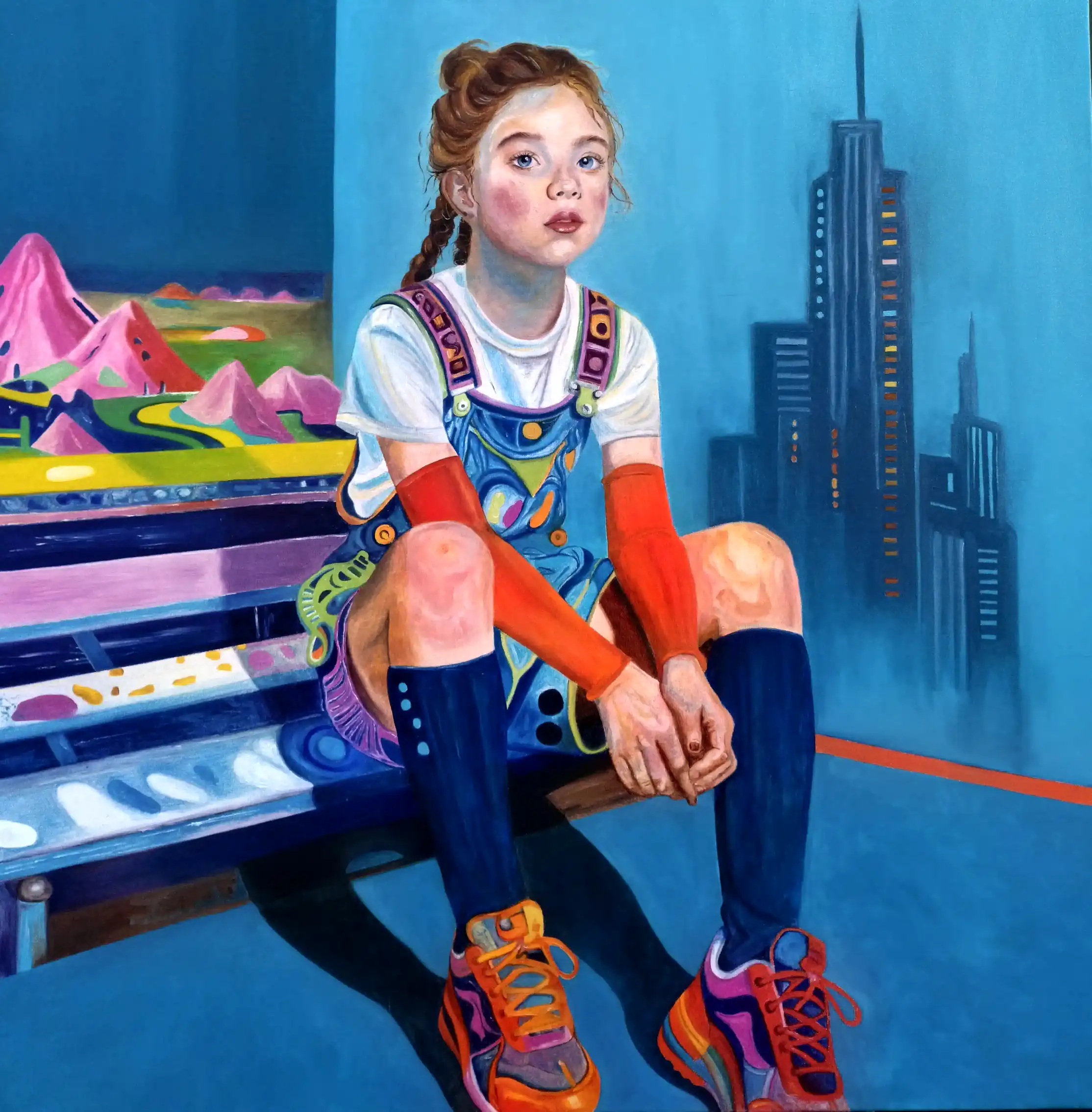 Lou, peinture à l'huile 100 × 100 cm, Joëlle Vincent
