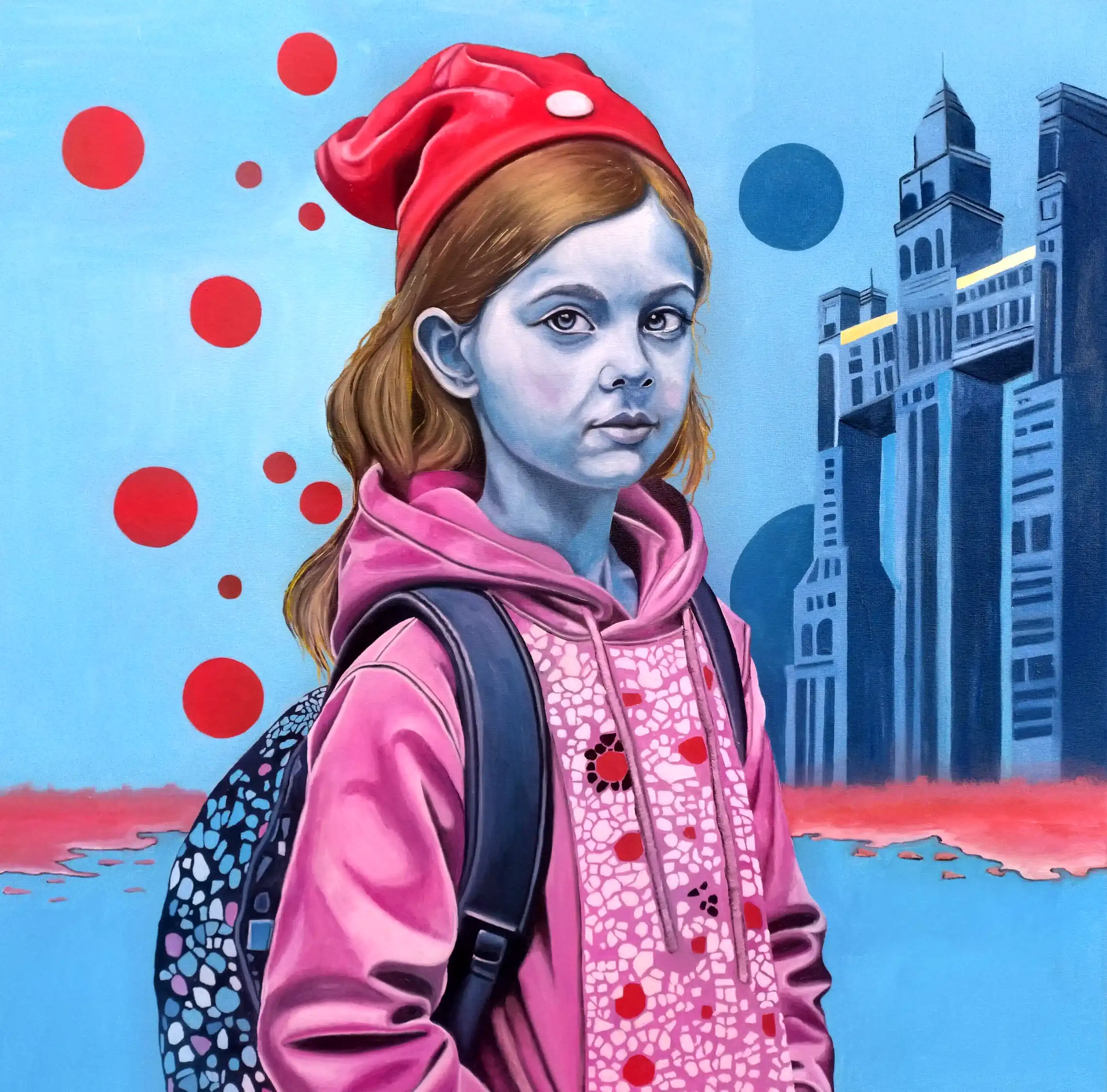 Maëlle, peinture à l'huile 80 × 80 cm, Joëlle Vincent