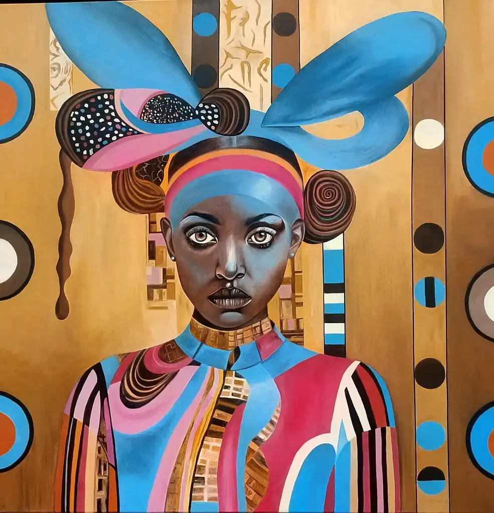 Maika, peinture à l'huile 100 × 100 cm, Joëlle Vincent