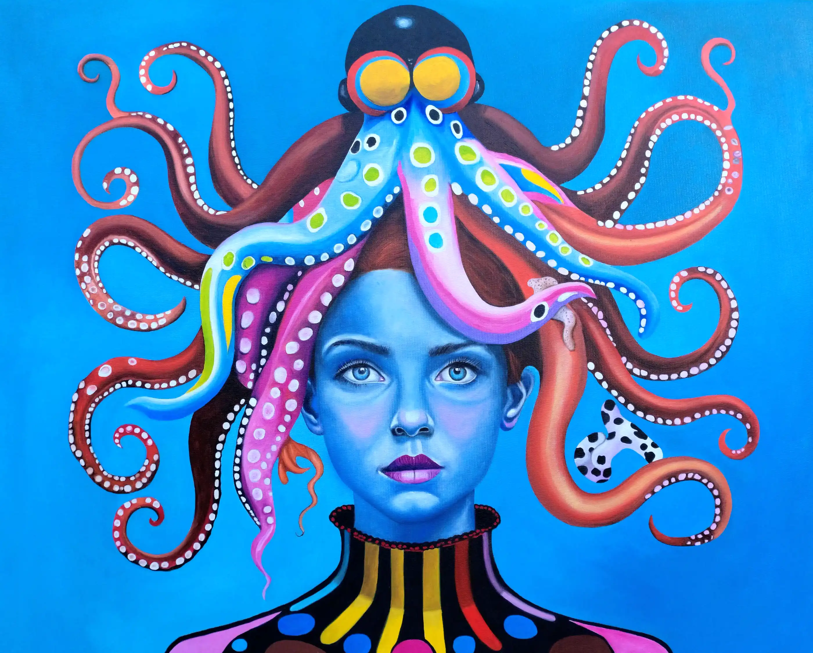 Médusa, peinture à l'huile 100 × 80 cm, Joëlle Vincent